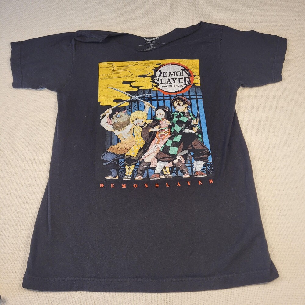 Demon Slayer Shirt Youth Medium Black Tanjiro Nezuko Zenitsu Inosuke Anime Tee